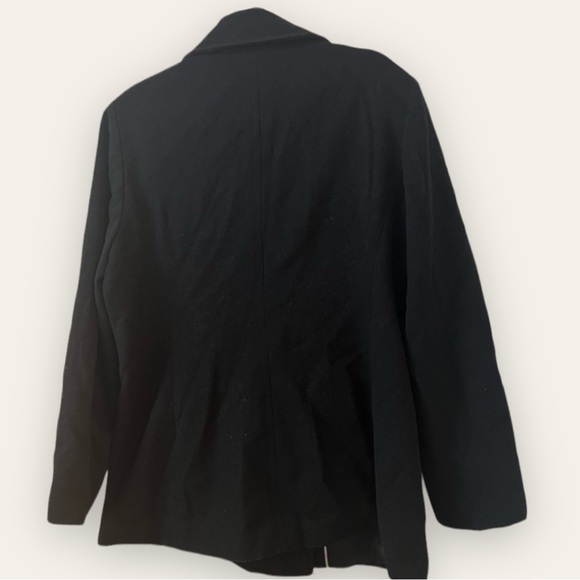 CALVIN KLEIN - Double Breasted Wool Blend Classic Pea Coat BLACK Blazer Jacket - Picture 3 of 10